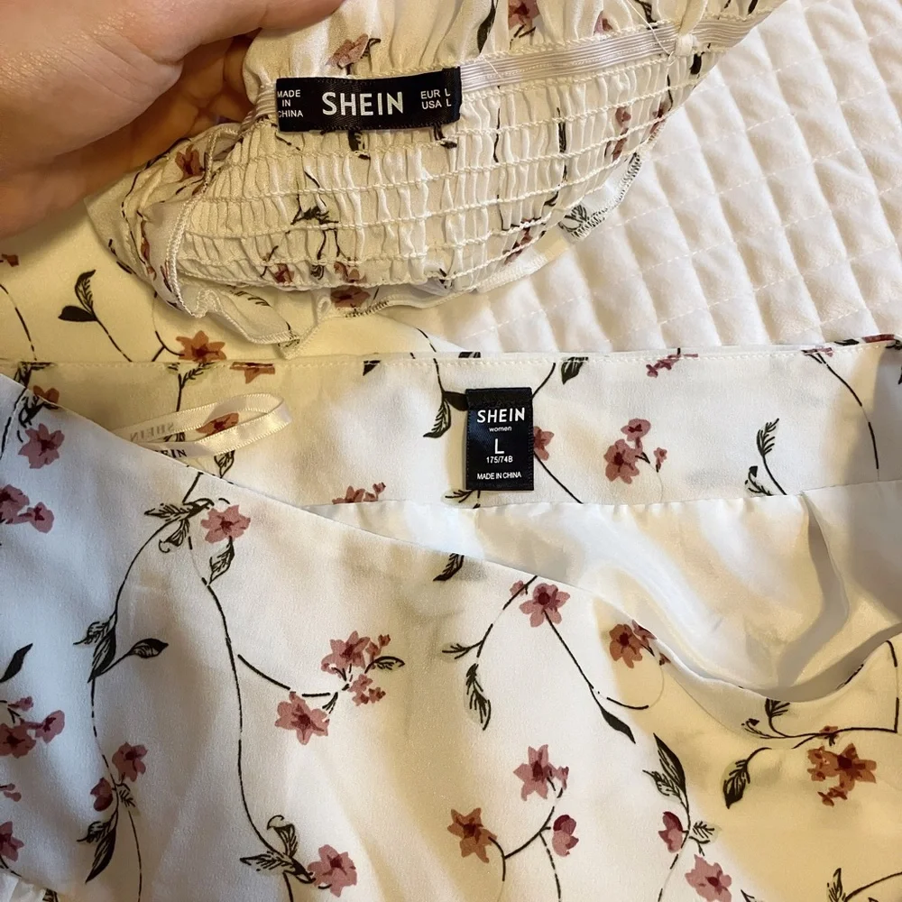 NWOT SHEIN White Floral Two Piece Set Size L - Picture 5 of 10